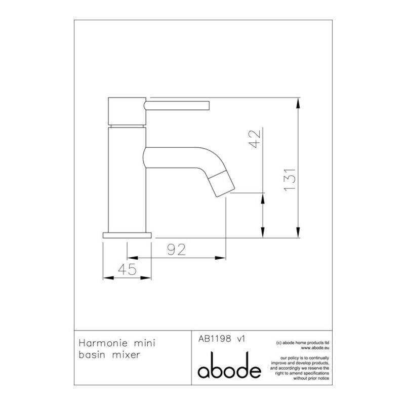 Abode Harmonie Mini Basin Mixer Tap Chrome