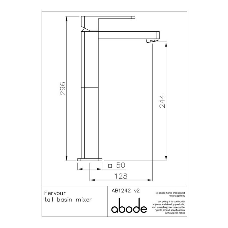 Abode Fervour Tall Basin Mixer Tap Chrome