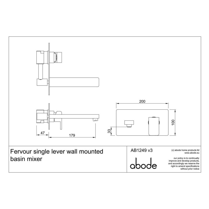 Abode Fervour Wall Mounted Basin Mixer Tap Chrome