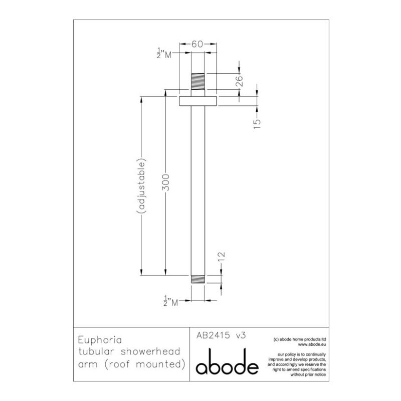 Abode Euphoria Ceiling Mounted Circular Shower Arm Chrome
