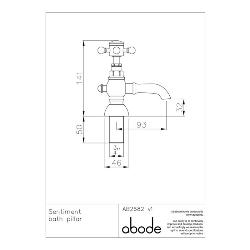 Abode Sentiment Bath Pillar Taps Chrome
