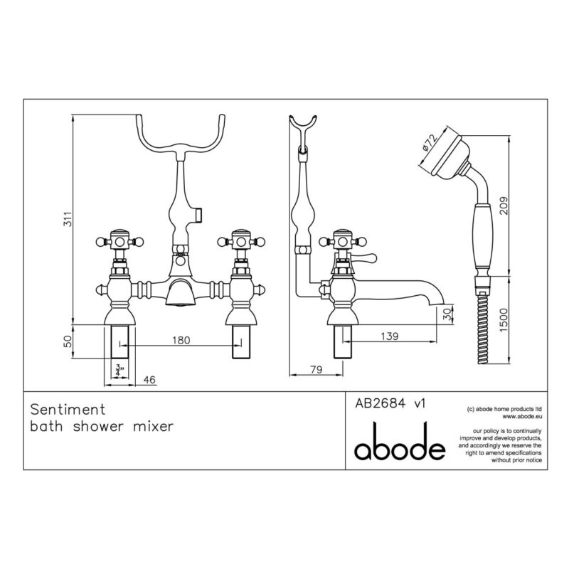 Abode Sentiment Bath Shower Mixer Tap Chrome