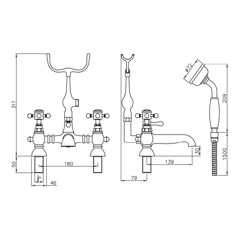 Abode Sentiment Bath Shower Mixer Tap Brushed Brass