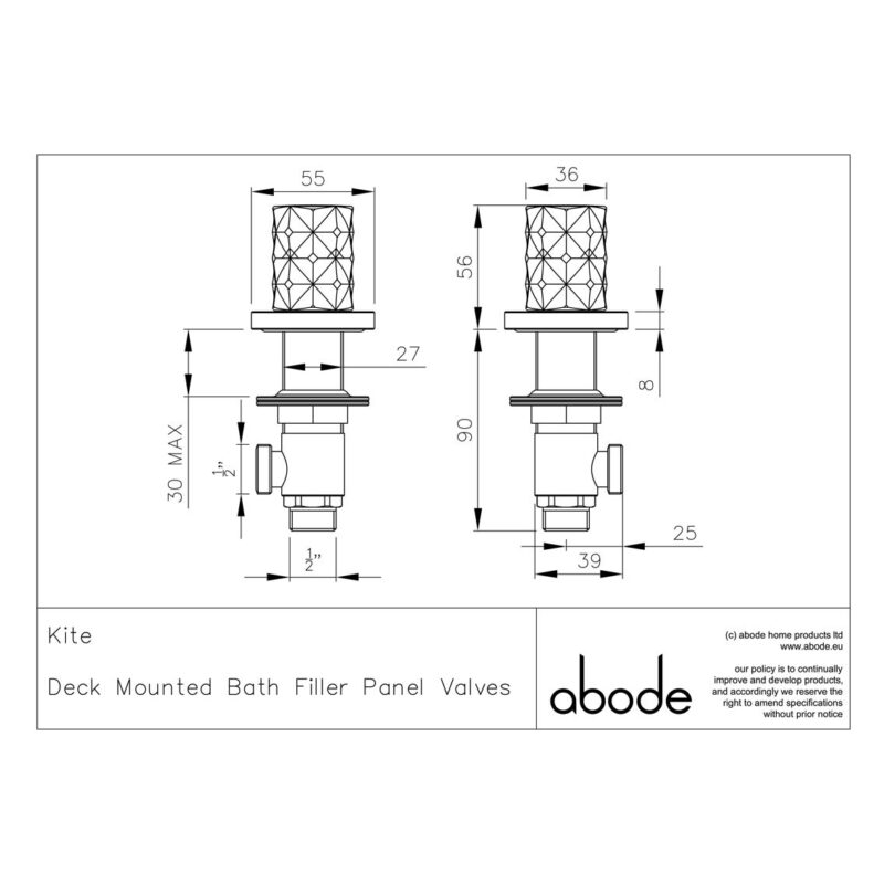 Abode Kite Deck Mounted Panel Valves Antique Brass