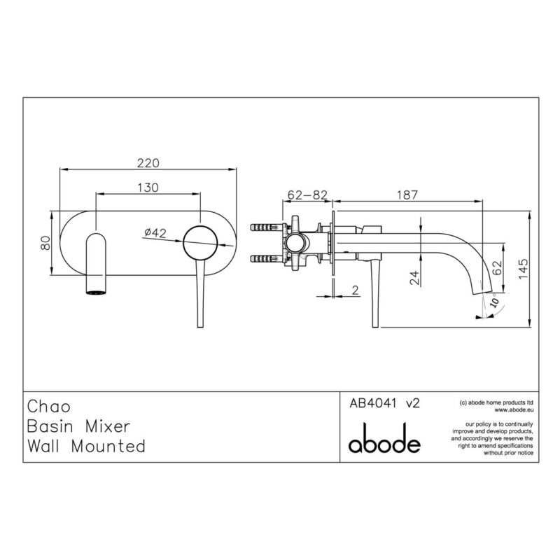 Abode Chao Wall Mounted Basin Mixer Tap Chrome