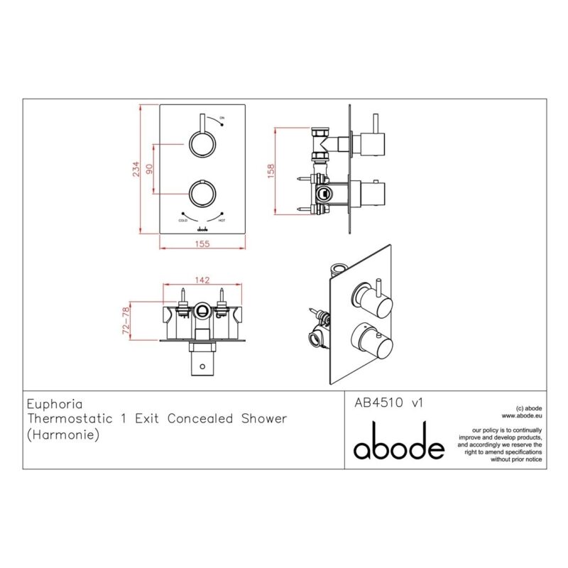 Abode Harmonie Concealed Single Outlet Shower Chrome