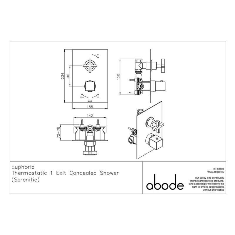 Abode Serenitie Concealed Single Outlet Shower Chrome