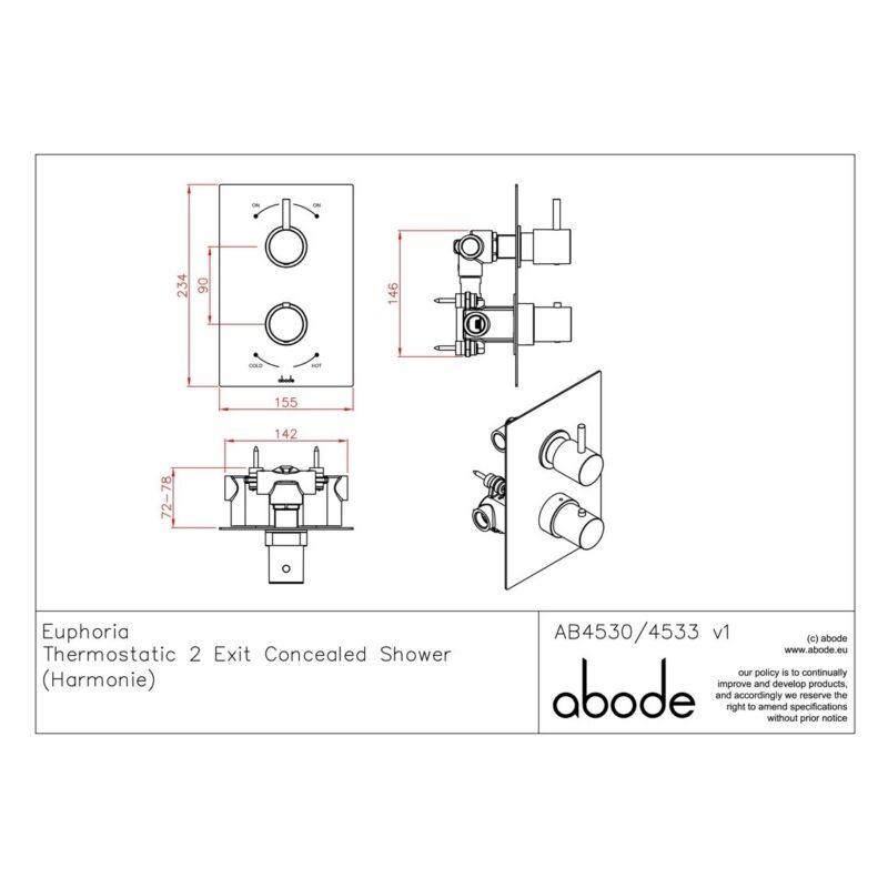 Abode Harmonie Concealed 2 Outlet Shower Chrome