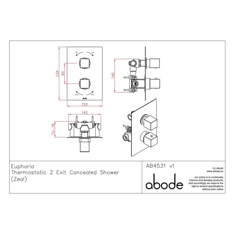 Abode Zeal Concealed 2 Way Shower Chrome