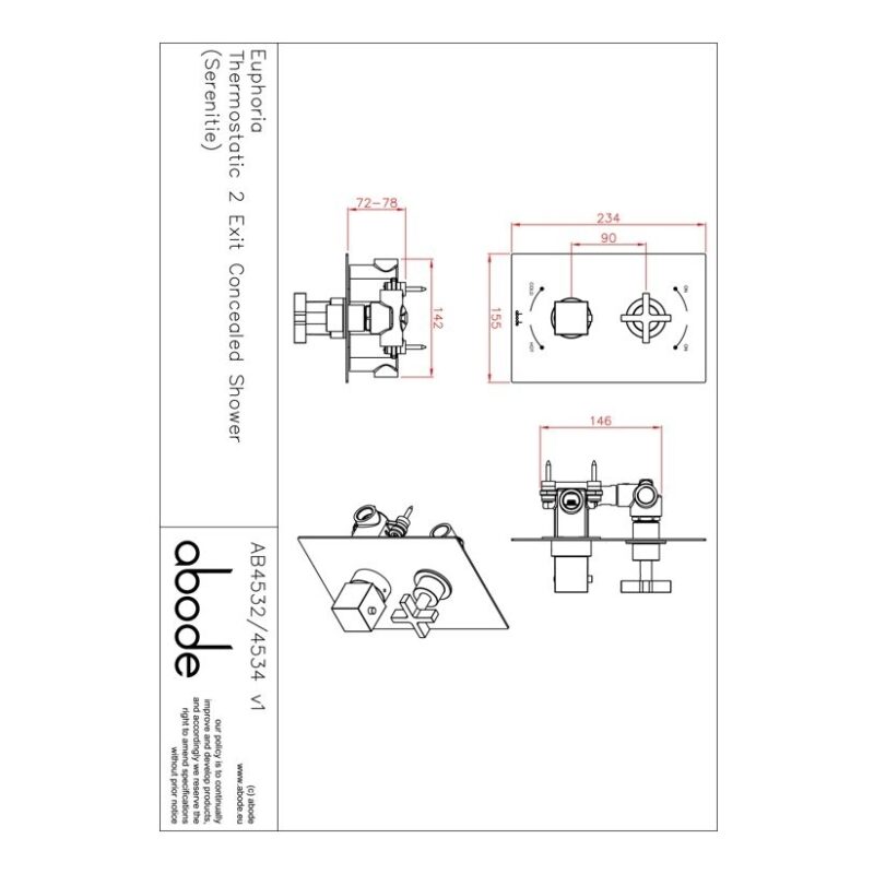 Abode Serenitie Concealed 2 Outlet Shower Antique Brass