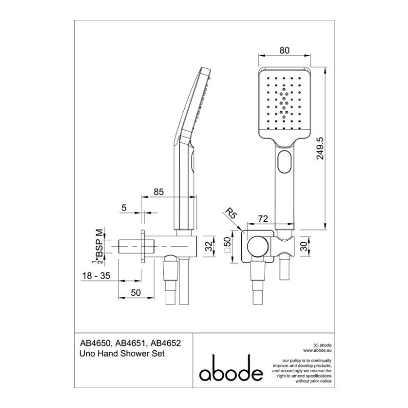 Abode Uno Hand Shower Set Matt Black