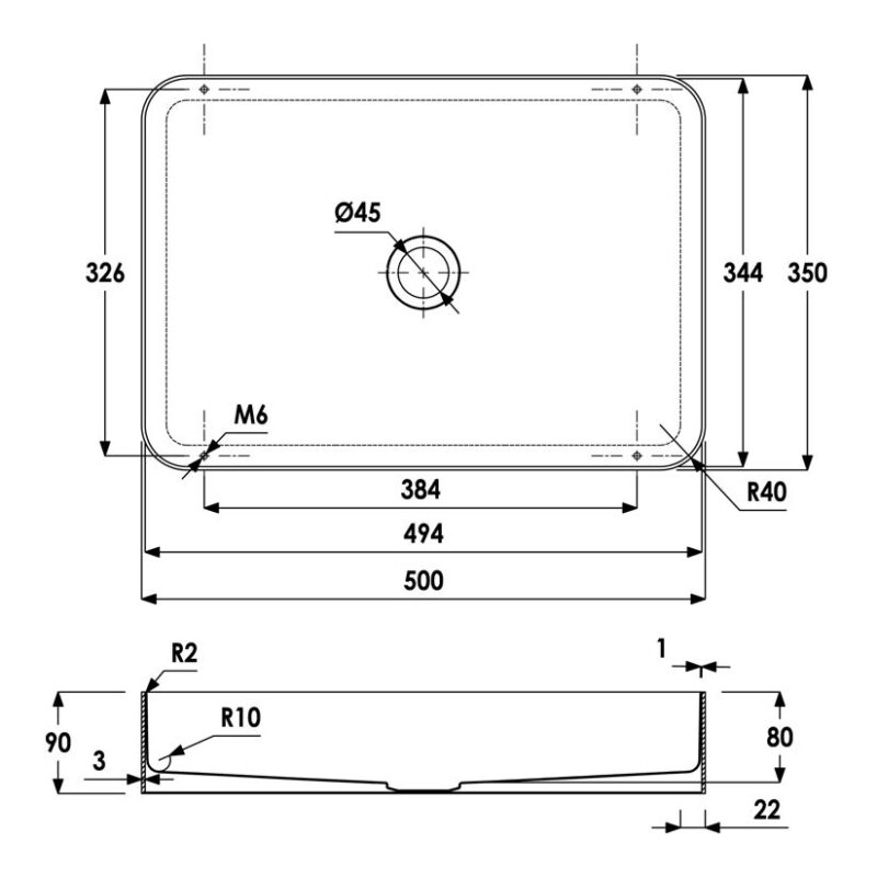 Abode Iox 500x350mm Tablet Steel Basin PVD Brass