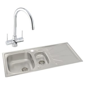 Abode Trydent 1.5 Bowl Inset Stainless Steel Sink & Nexa Tap Pack