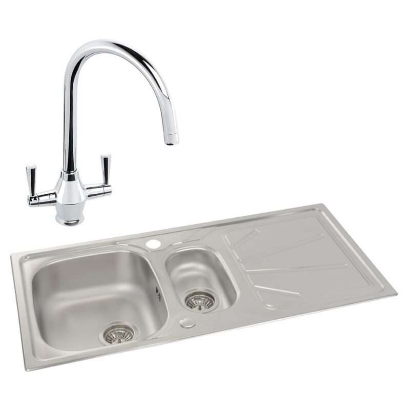 Abode Trydent 1.5 Bowl Inset Stainless Steel Sink & Astral Tap Pack Abode Trydent 1.5 Bowl Inset Stainless Steel Sink & Astral Tap Pack