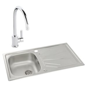 Abode Trydent 1 Bowl Inset Stainless Steel Sink & Atlas Tap Pack