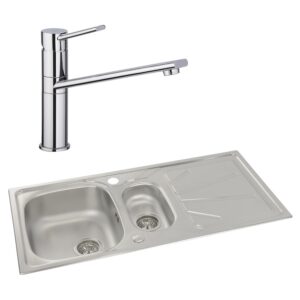 Abode Trydent 1.5 Bowl Inset Stainless Steel Sink & Specto Tap Pack