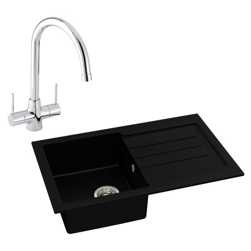 Abode Xcite 1 Bowl Inset Black Metallic Sink & Nexa Tap Pack Abode Xcite 1 Bowl Inset Black Metallic Sink & Nexa Tap Pack