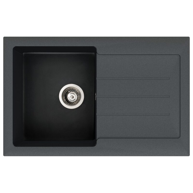 Abode Xcite 1 Bowl Inset Black Metallic Sink & Atlas Tap Pack