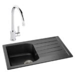 Abode Oriel 1 Bowl Inset Black Granite Sink & Atlas Tap Pack