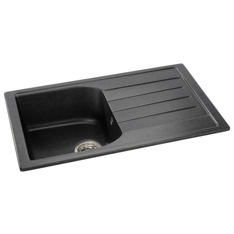Abode Oriel 1 Bowl Inset Black Granite Sink & Atlas Tap Pack