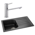 Abode Oriel 1 Bowl Inset Black Granite Sink & Specto Tap Pack