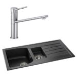 Abode Oriel 1.5 Bowl Inset Black Granite Sink & Specto Tap Pack