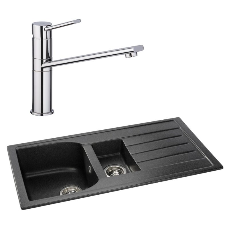 Abode Oriel 1.5 Bowl Inset Black Granite Sink & Specto Tap Pack Abode Oriel 1.5 Bowl Inset Black Granite Sink & Specto Tap Pack