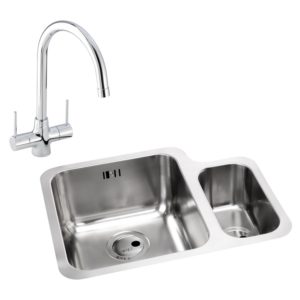 Abode Matrix 1.5 Bowl LHMB Undermount Steel Sink & Nexa Tap Pack