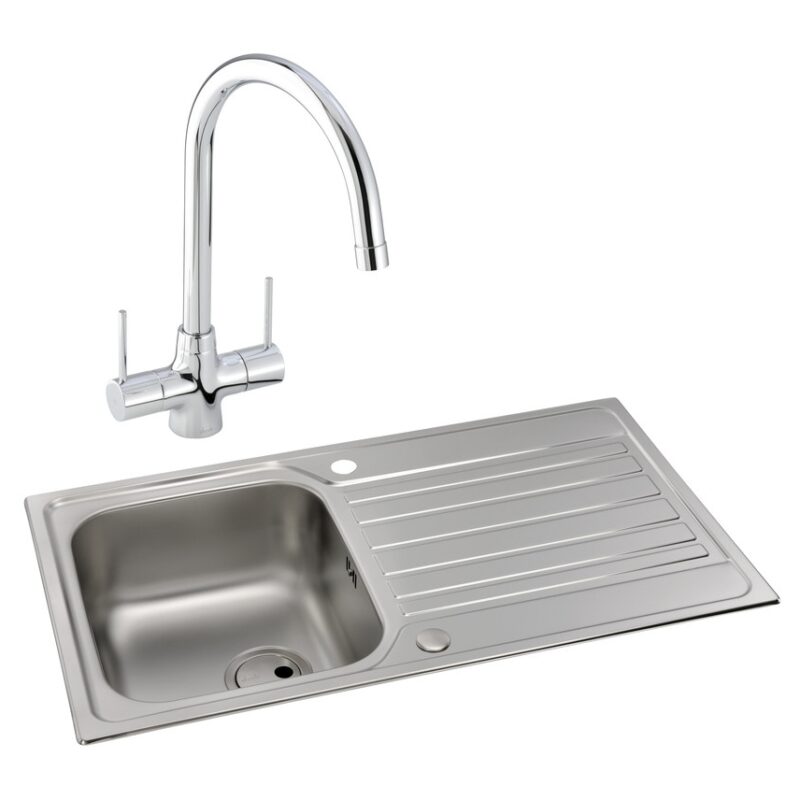 Abode Connekt 1 Bowl Inset Stainless Steel Sink & Nexa Tap Pack Abode Connekt 1 Bowl Inset Stainless Steel Sink & Nexa Tap Pack
