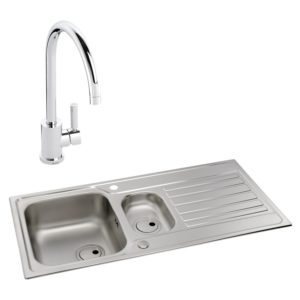 Abode Connekt 1.5 Bowl Inset Stainless Steel Sink & Atlas Tap