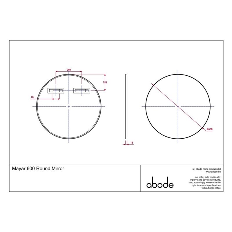 Abode Mayar 600mm Round Mirror Brushed Brass