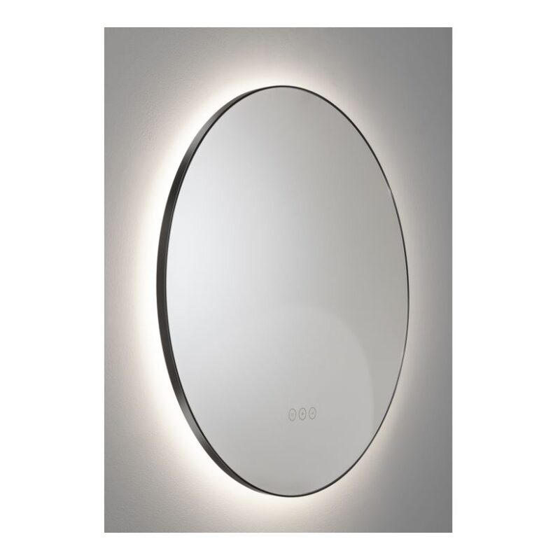 Abode Mayar 600mm Round LED Mirror Matt Black