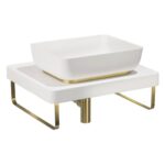 Abode Tableau/Cava Shelf & Tablet Basin Set Chalk White/Brushed Brass