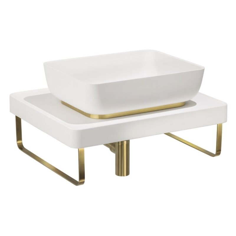 Abode Tableau/Cava Shelf & Tablet Basin Set Chalk White/Brushed Brass Abode Tableau/Cava Shelf & Tablet Basin Set Chalk White/Brushed Brass