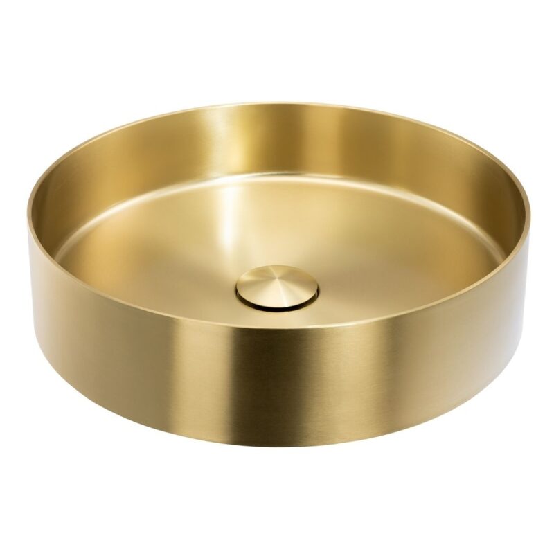 Abode Tableau/Iox Shelf & Round Basin Set Chalk White/Brushed Brass