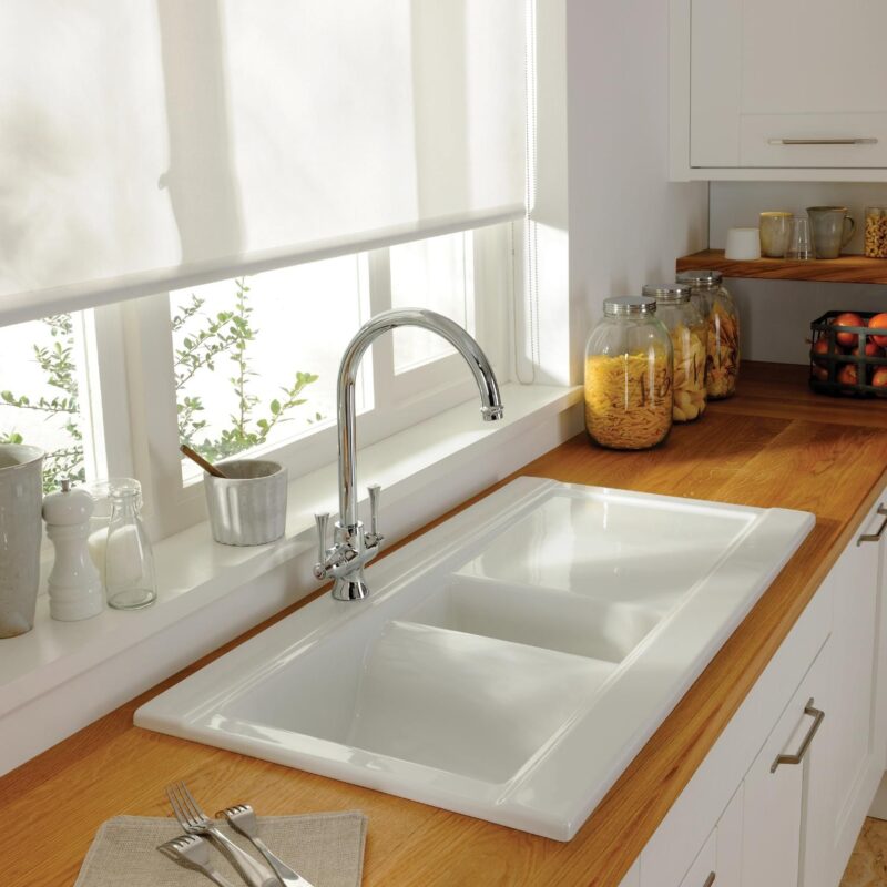Abode Gosford Twin Lever Mono Sink Mixer Chrome