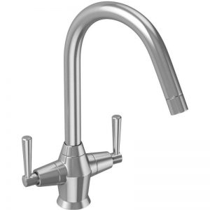 Abode Taura Twin Lever Mono Sink Mixer Stainless Steel