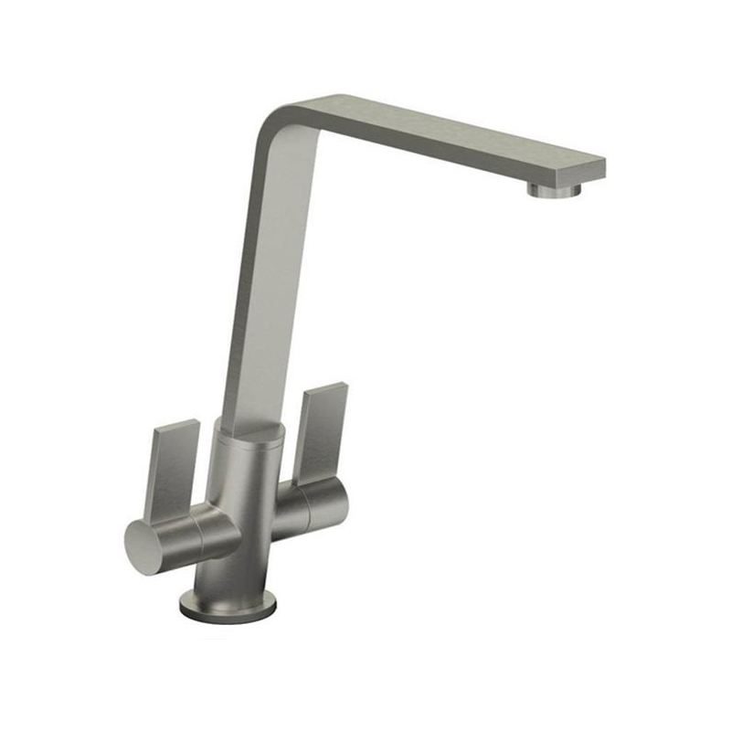 Abode Linear Flair Twin Lever Mono Sink Mixer Brushed Nickel