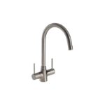 Abode Nexa Twin Lever Mono Sink Mixer Brushed Nickel
