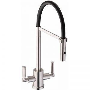 Abode Atlas Professional Twin Lever Sink Mixer Brushed Nickel