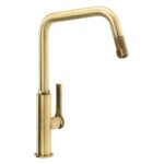 Abode Hex Single Lever Kitchen Mixer Tap with Pull Out Antique Brass