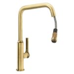 Abode Hex Single Lever Kitchen Mixer Tap with Pull Out Antique Brass