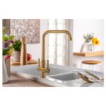 Abode Pico Quad Monobloc Kitchen Mixer Tap Brushed Brass