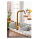 Abode Pico Quad Monobloc Kitchen Mixer Tap Brushed Brass