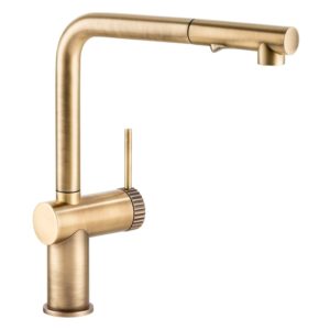 Abode Fraction Pull-Out Kitchen Mixer Tap Antique Brass