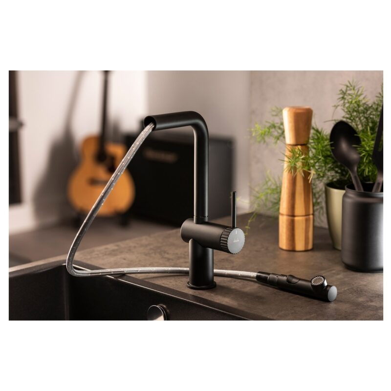 Abode Fraction Pull-Out Kitchen Mixer Tap Matt Black