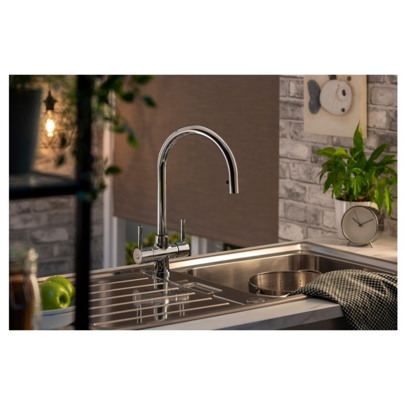 Abode Zest Monobloc Pull-Out Kitchen Mixer Tap Brushed Nickel
