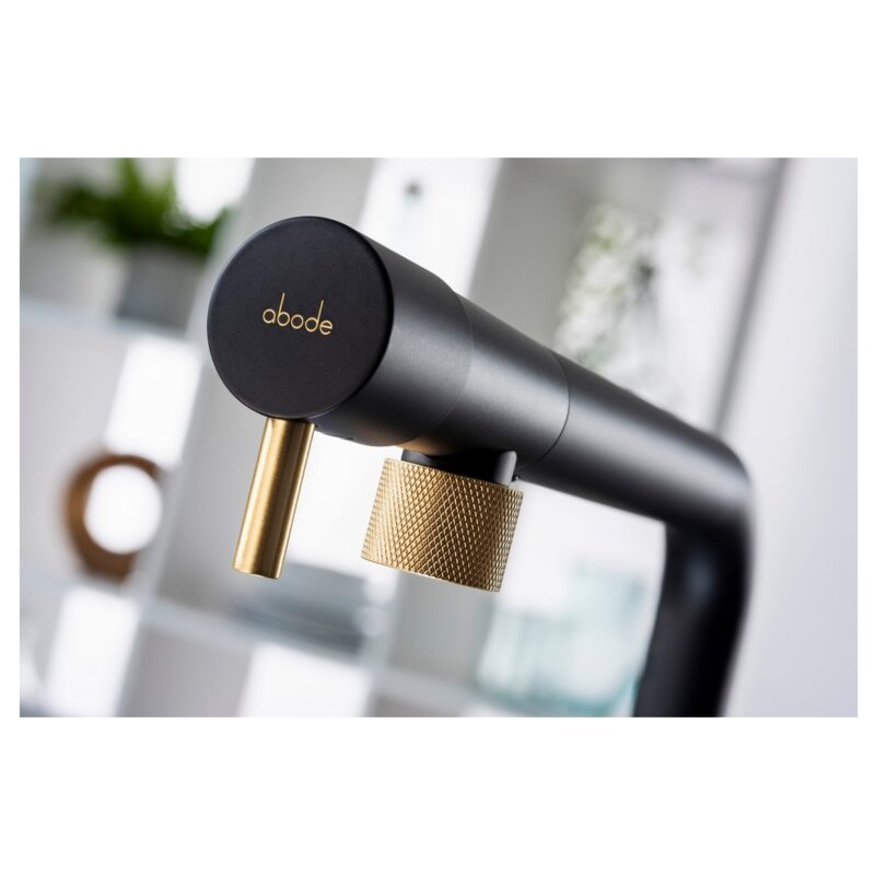 Abode Agilis Single Lever Kitchen Mixer Tap Black & Brass