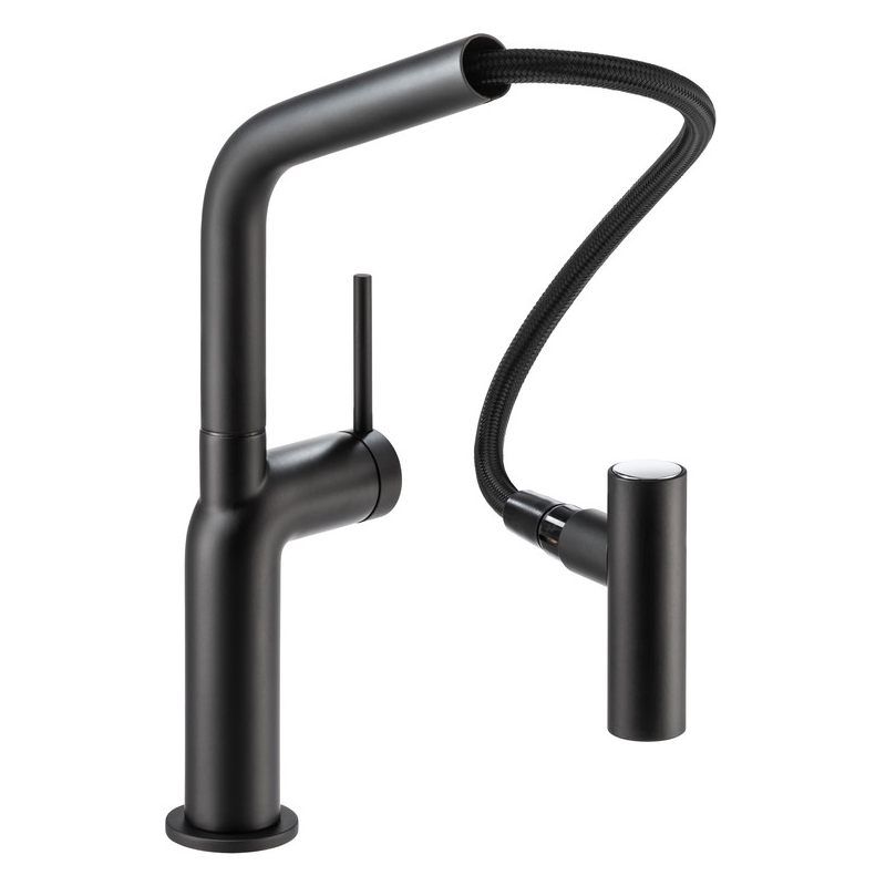 Abode Tubist T Single Lever Kitchen Mixer with Pull Out Matt Black