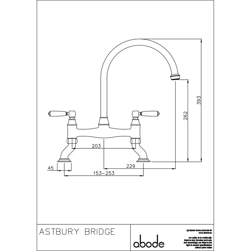 Abode Astbury Dual Lever Bridge Mixer Pewter